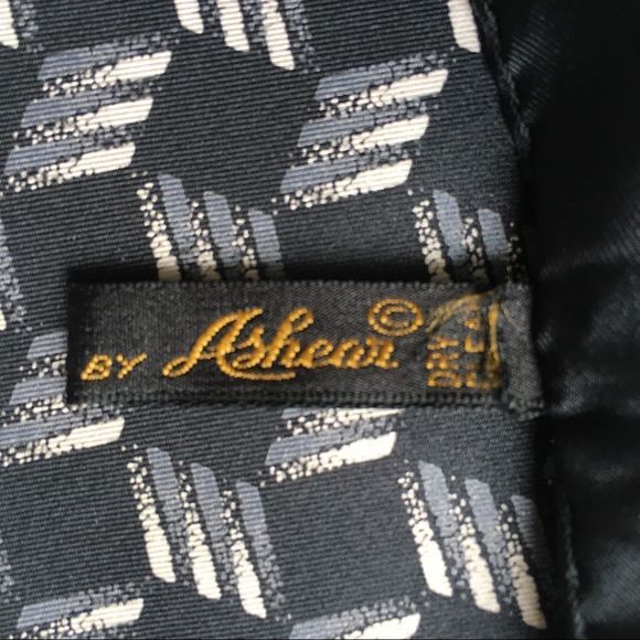 Vintage Italian silk pocket square black white geometric print silk bandanna - Picture 8 of 10